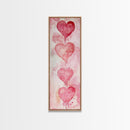 Watercolor Dripping Hearts Framed Canvas Print, Romantic Pink Abstract Art, Light Pink Wall Decor Valentine’s Day Gift Bedroom Art