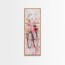 Bicycle Art Canvas Print Retro Pink Wall Art Long Narrow Vintage Style Above Couch Gift Idea Light Pink Minimalist Wabi Sabi Art