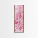 Pastel Pink Beauty Tools Canvas Print Feminine Wall Art Light Pink Bathroom Decor Makeup Lover Rustic Vertical Artwork Girly