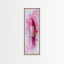 Classic Pink Lipstick Canvas Print Feminine Wall Art Makeup Lover Gift Light Pink Rustic Decor Vertical Artwork Girly Aesthetic