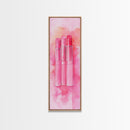 Light Pink Lipsticks Framed Canvas Print, Modern Whimsical Art, Abstract Vertical Art for Makeup Room or Girly Dorm Wall Decor