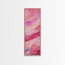 Pink and Gold Abstract Canvas Print, Whimsical Blotter Art with Metallic Accents, Vibrant Vertical Art for Bright and Creative Spaces
