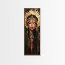 Golden Goddess Framed Canvas Print, Afrocentric Art Print with Ornate Detail, Dark Romance Wall Art for Eclectic Living Room Decor
