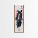Black Horse Portrait Canvas Print Rustic Farmhouse Art Horse Wall Art Tall Skinny Art Vertical Rustic Living Room Wall Decor