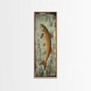 Trout Art Rustic Framed Canvas Print Skinny Vertical Art Fly Fishing Art Rustic Decor Tall Narrow Art Guest Room Wall Decor