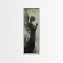 Watercolor Angel Canvas Print with Elegant Moody Design, Dark Angels Wall Art Gift Idea, Vertical Bedroom Zen Art Piece
