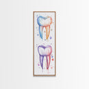 Watercolor Teeth Canvas Print, Dentist Office Vertical Wall Art, Vibrant Dental Art Print for Gift Ideas
