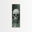 Minimalist Skull Canvas Print in Dark Green Tones, Wabi Sabi Art with Rustic Decor Style, Perfect for Unique Wall Art Accent