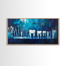 Modern Dental Art Framed Canvas Print, Dental Office Decor, Blue and Green Wall Art, Coastal Wall Art, Guest Room Art, Vertical Wall Art