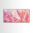 Light Feather Abstract Canvas Print, Pink and Peach Minimalist Art, Cozy Home Wall Decor, Soft Whimsical Style Living Room Artwork