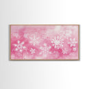 Snowflake Christmas Canvas Print, Winter Wonderland Art, Light Pink Wall Decor, Festive Holiday Artwork, Cozy Seasonal Charm Gift