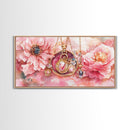 Pink Gemstone Jewelry Canvas Print, Feminine Elegant Artwork, Glamorous Rose Painting, Living Room Wall Art, Unique Decorative Gift