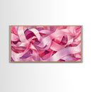 Pink Ribbons Canvas Print | Abstract Art | Light Pink Wall Art | Whimsical Minimalist Decor | Feminine Bedroom Canvas Print