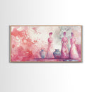 Vase and Women Canvas Print Pink Abstract Minimalist Art Framed Wabi Sabi Boho Bedroom Light Pink Rustic Living Room Christmas Gift