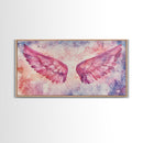 Angel Wings Canvas Print Dark Angels Wall Art Pink Abstract Art Light Pink Wall Art Moody Artwork Whimsical Art Bedroom Decor