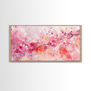 Vibrant Cherry Blossom Canvas Print | Pink Orange Wall Art | Spring Inspired Artwork | Living Room Above Sofa Decor | Horizontal Art