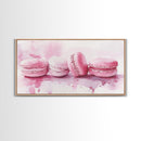 French Macaron Canvas Print | Pink Kitchen Wall Art | Food Inspired Artwork | Framed Pastel Dessert Art | Unique Dining Room Decor