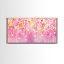 Magical Fairy Light Pink Abstract Canvas Print with Bokeh Lights, Ideal Whimsical Art for Living Room, Vertical Skinny Wall Art