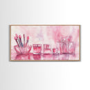 Makeup Brushes Still Life Canvas Print Light Pink Wall Art Dorm Decor Wabi Sabi Art Gift Idea Living Room or Vanity Artwork