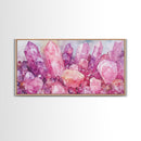 Pink Gemstone Art Framed Canvas Print Sacred Geometry Wall Art Whimsical Art Vertical Wall Art Bedroom Decor Unique Gift Idea