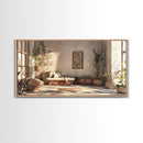 Serene Boho Nook Canvas Print, Minimalist Wabi Sabi Wall Art Vertical Decor, Rustic Botanical Artwork Guest Room Inspiration Idea