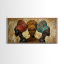 Elegant African Women Canvas Print, Bold Afrocentric Wall Art Decor, Moody Abstract Painting, Unique Bedroom Art Gift Idea