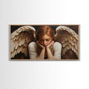 Angelic Beauty Portrait Framed Canvas Print Featuring Angel Art Prints and Moody Art Ideal Bedroom Wall Art or Guest Room Art