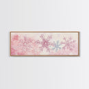 Hand-Painted Snowflake Art Canvas Print, Christmas Rustic Winter Wall Decor, Light Pink Abstract Artwork, Cozy Living Room Art Gift