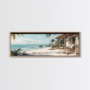 Tropical Beach Framed Canvas Print Coastal Landscape Art Nautical Decor Relaxing Living Room Wall Art Panoramic Seascape Painting