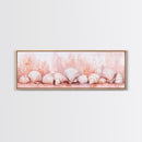 Coastal Shell Art Canvas Print Featuring Light Pink and Orange Pastel Hues, Beach House Decor, Nautical Wall Art for Living Room