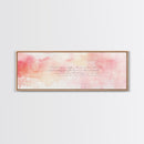 Romantic Calligraphy Canvas Print with Pink Abstract Art, Minimalist Wabi Sabi Aesthetic, Bedroom or Living Room Horizontal Wall Art