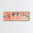Floral Wildflower Painting Framed Canvas Print, Watercolor Botanical Prints in Peach and Green, Vertical Rustic Farmhouse Wall Art
