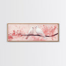 White Dove Painting on Cherry Branch, Canvas Print, Cherry Blossom Art, Bedroom Aesthetic, Whimsical Decor, Spring Wall Art Style