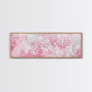 Delicate Snowflake Art Framed Canvas Print Light Pink Wall Art Minimalist Winter Décor Bedroom Living Room Artwork Horizontal Gift