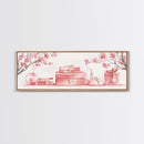 Cherry Blossom Canvas Print, Botanical Framed Canvas Art, Light Pink Wall Art, Bedroom or Guest Room Art, Feminine Nature-Inspired Decor