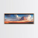 Majestic Desert Landscape Framed Canvas Print, Panoramic Painting, Southwest Wall Art, Above Bed Art, Rustic Decor, Living Room Art