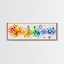 Vibrant Canvas Print of Colorful Science Art with Abstract Chemistry Diagrams, Therapy Art, Brain Art, Guest Room Art, Extra Wide Art