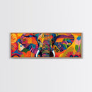 Vibrant Canvas Print of Colorful Abstract Elephant Wall Art, African Art, Whimsical Living Room Art, Boho Art, Horizontal Wall Art