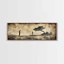 Vintage Golfers Landscape Framed Canvas Print – Rustic Wall Art, Golf Art, Horizontal Wall Art, Living Room Art, Tall Narrow Art