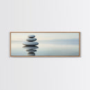 Zen Inspired Framed Canvas Print Minimalist Art Stacked Stones Calming Wabi Sabi Style Living Room Decor Neutral Wall Art