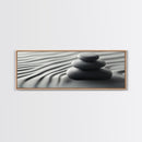 Coastal Harmony Framed Canvas Print Tranquil Pebbles Zen Reflection Nautical Decor Above Couch Living Room Wall Art