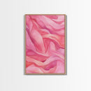 Flowing Abstract Pink Wave Art Framed Canvas Print | Feminine and Minimalist Bedroom or Living Room Aesthetic | Whimsical Art Decor
