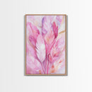 Feather Bouquet Framed Canvas Print, Light Pink Wall Art, Boho Aesthetic Minimalist Art, Bedroom or Office Decor, Romantic Nature Gift Idea