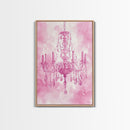 Pink Crystal Chandelier Canvas Print | Romantic Light Decor | Rustic Wall Art | Elegant Bedroom Art | Above Bed Wall Art | Farmhouse Decor