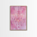 Elegant Pink Chandelier Canvas Print | Romantic Light Wall Art | Rustic Wall Decor | Bedroom Accent | Above Sofa Art | Farmhouse Vibe
