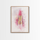 Radiant Pink Lipstick Canvas Print | Feminine Wall Art | Makeup Lover Decor | Modern Minimalist Art | Bathroom Accent | Gift Idea Her