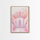 Twin jeweled crown painting featuring framed canvas print, whimsical art, light pink wall art, goddess art print, gift idea decor