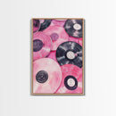 Retro Vinyl Record Artwork Framed Canvas Print Pink Abstract Art Music Lover Wall Art Living Room Decor Lofi Aesthetic Gift Idea