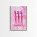 Light Pink Lipstick Trio Canvas Print, Whimsical Art, Makeup Wall Art, Pink Abstract Art, Feminine Decor, Bedroom Art, Gift Idea for Her