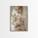 Blush Bride Art Framed Canvas Print Romantic Wedding Artwork Feminine Wall Art Pastel Bedroom Decor Unique Gift Idea Bridal Art